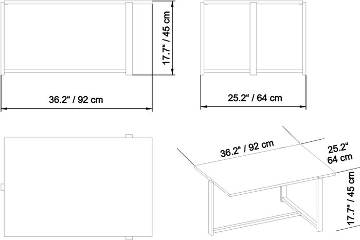 Hanah Home Merideths Mesa de Centro Industrial Nogal y Negro
